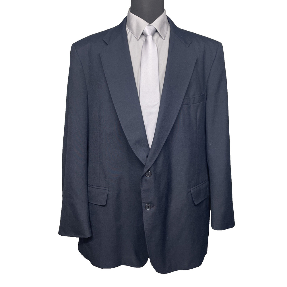 Vintage Executive Collection Men's 52L Navy Blue Blazer 2 Button Front Classic